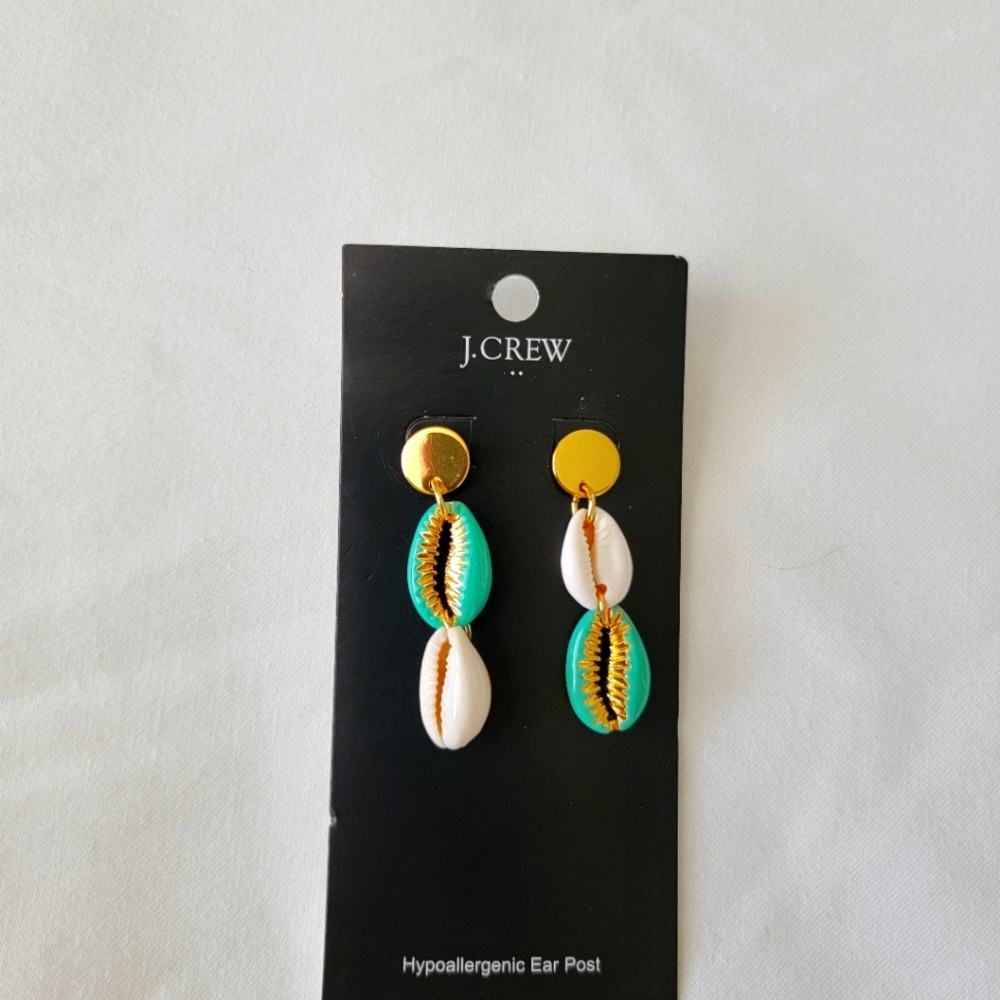 J Crew seashell turquoise and white earrings